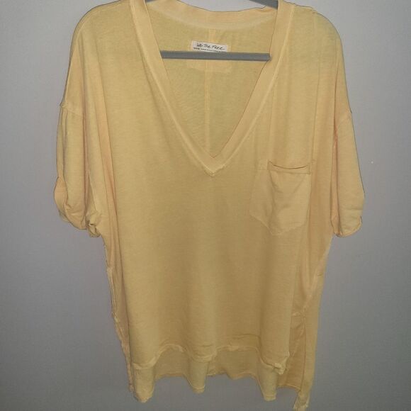 We The Free Tops - We The Free Keep Me V-Neck T-Shirt Yellow NWOT Medium